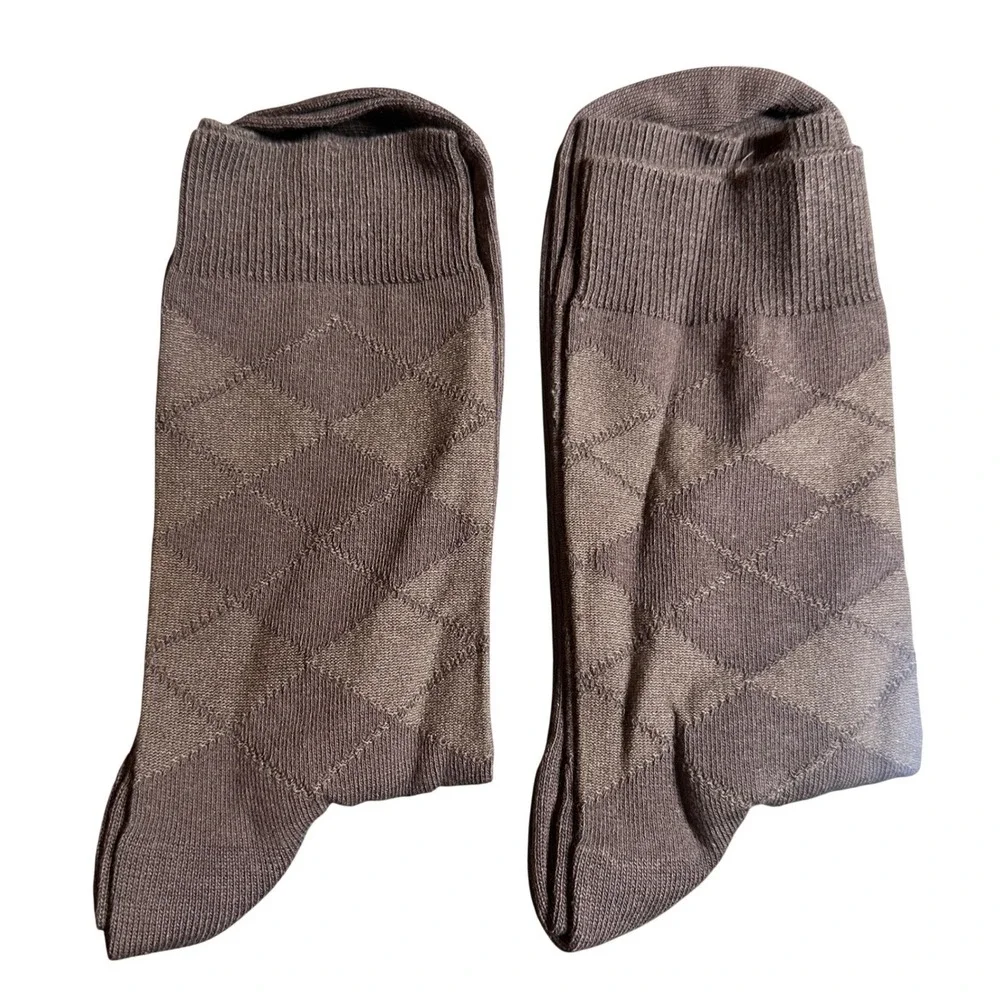 Vintage Haband Dress Socks Men‎ 10-13 Brown New Argyle Cotton Blend Classic